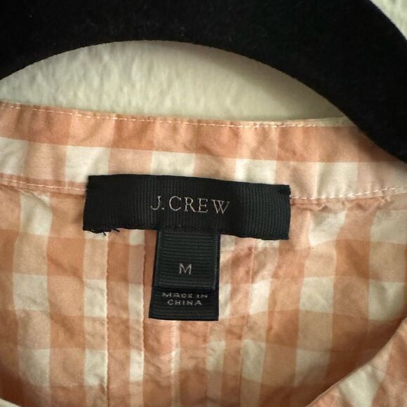 J. Crew White and Pink Smocked Blouse with Cuffed Sleeves - Picture 5 of 6